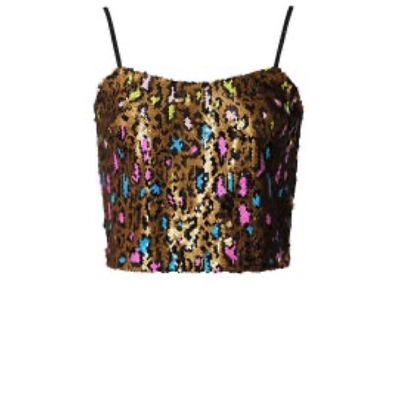 (A3) Cosmopolitan X DTP Leopard Sequin Isla Tank Crop top ONLY, Size XS, NWT - Picture 3 of 13